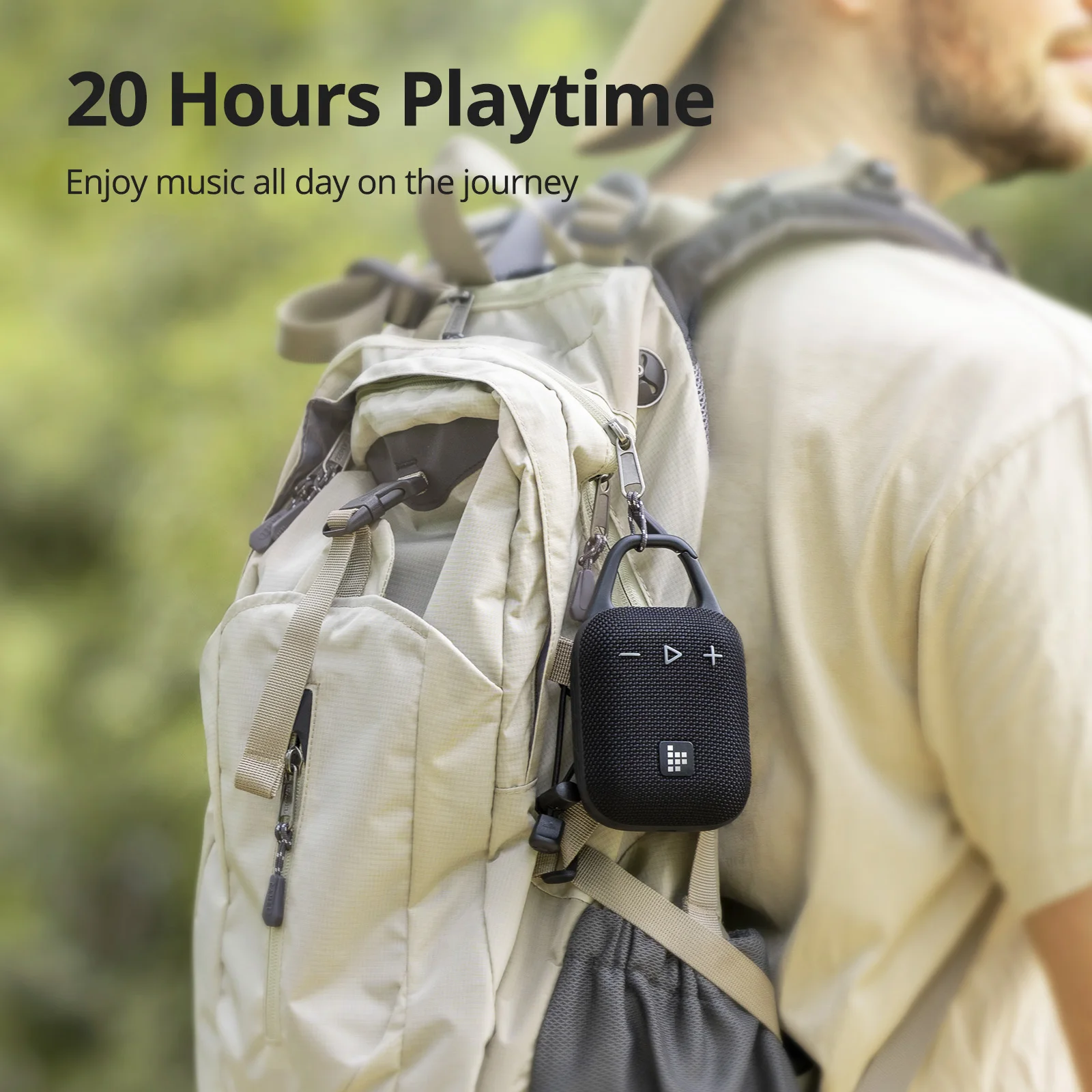 Tronsmart Mirtune H1 휴대용 블루투스 스피커, 후크 포함, IPX7 방수, 20 시간 재생, 캠핑, 하이킹, 야외용