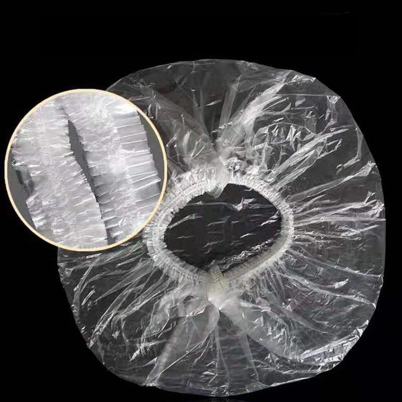 일회용 샤워 목욕 캡, 방수 플라스틱 모자, 여성용 머리 커버, 목욕 모자, 100 개