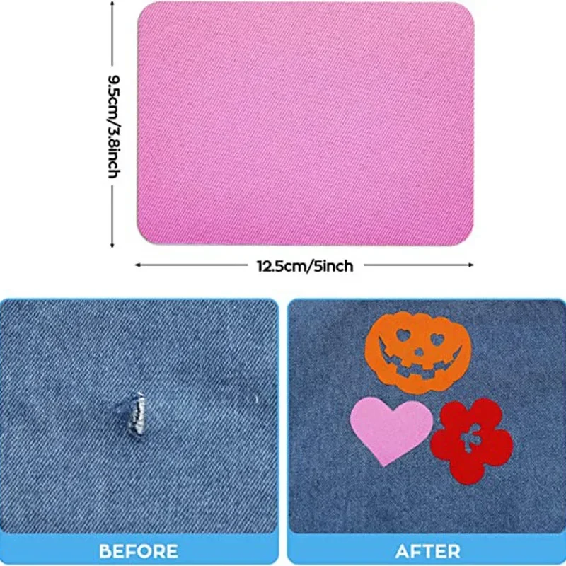 원단 다리미 패치, 의류용 강력한 접착제 코튼 패치, DIY 진 수리 장식, 패치 다리미 바느질, 12.5x9.5cm, 로트 당 4 개