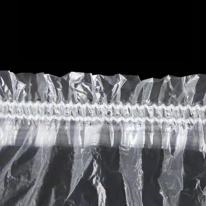 일회용 샤워 목욕 캡, 방수 플라스틱 모자, 여성용 머리 커버, 목욕 모자, 100 개