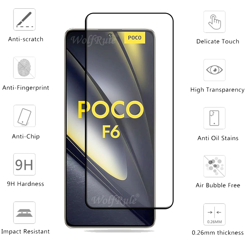 포코 F6 유리 샤오미 강화 유리 풀 커버 접착제, HD 9H, 스크린 보호대, 포코 F6 F 6, 포코 F6 렌즈 유리용, 6 인 1