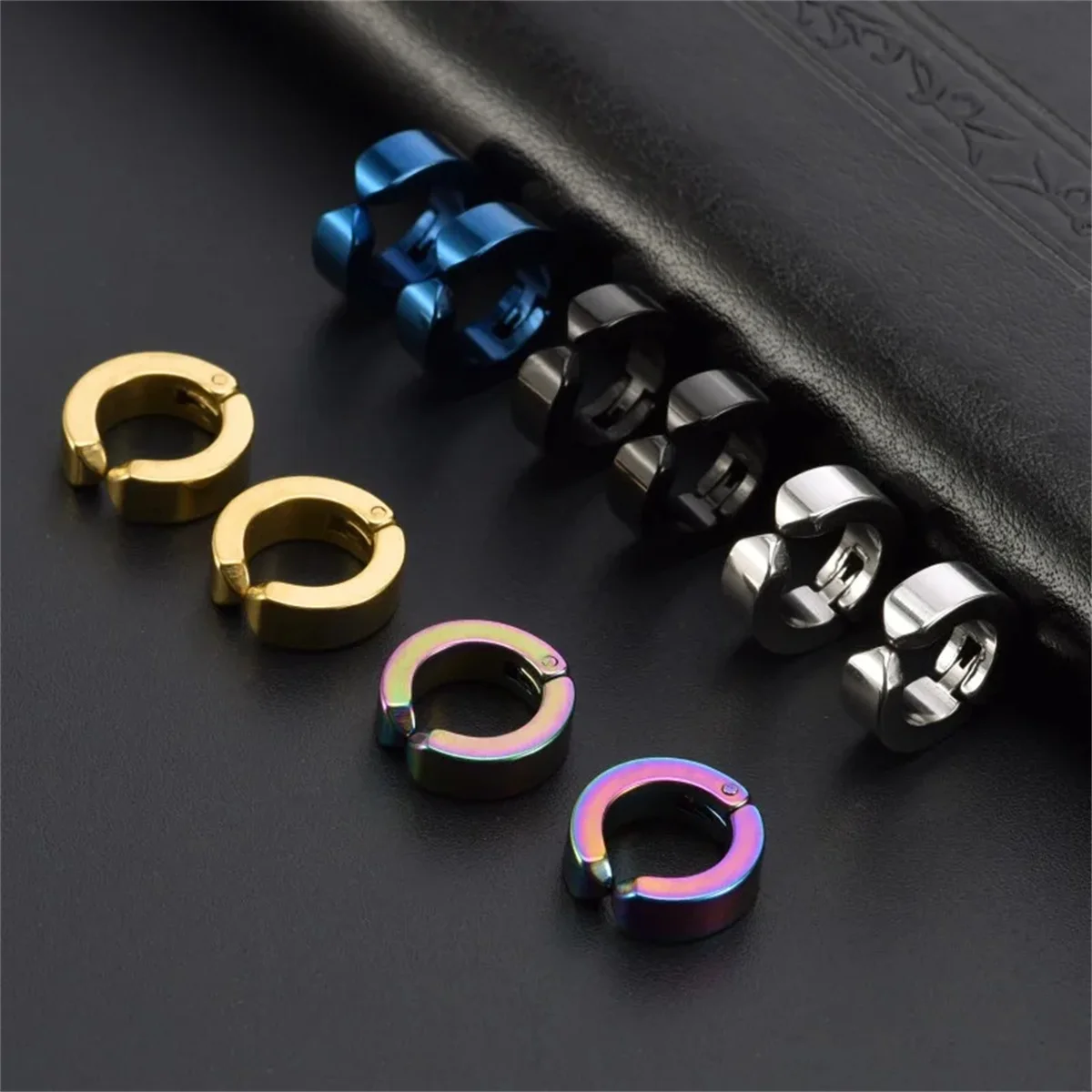 2pcs 316L 패션 스테인레스 스틸 커프 귀걸이, 귀걸이에 비 피어싱 후프 귀걸이 클립 가짜 피어싱 귀걸이 후프