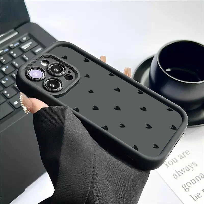 아이폰 16, 15, 13, 14 프로 맥스, 11, 12, 13 미니, 7, 8 플러스, XR, X, XS 맥스, SE2022, 러브 하트 프린트, 부드러운 충격 방지 커버