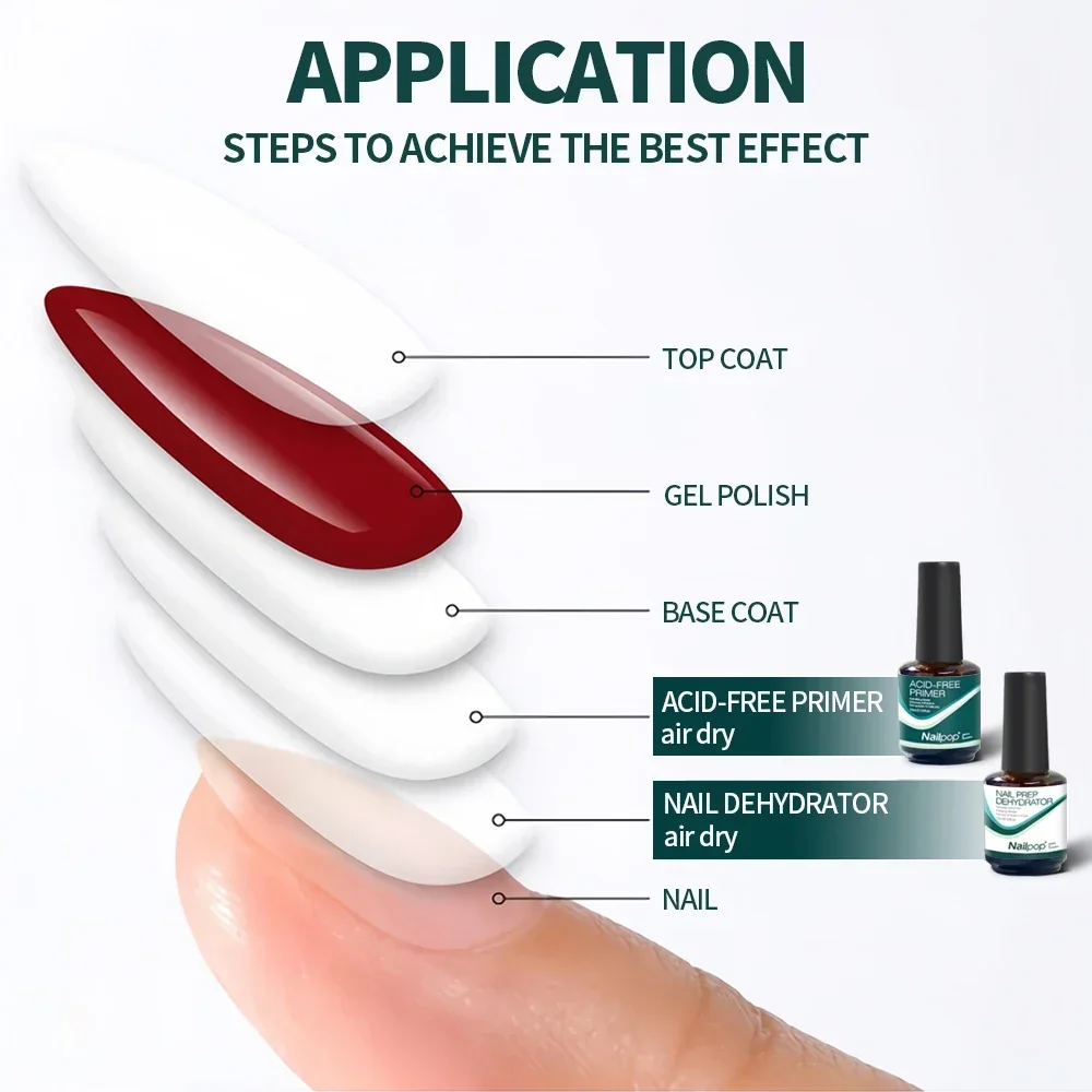 Nailpop 네일 탈수기 및 프라이머 무산 천연 네일 준비, 아크릴 및 UV 젤 네일 광택제, 빠른 건조, 우수한 본딩 세트