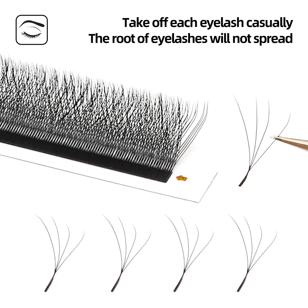 LAIYANUO W 모양 블룸, 2D 3D 4D 5D 6D 7D 8D 자동 꽃, 프리메이드 팬 속눈썹 연장, 자연스러운 YY 개별 속눈썹