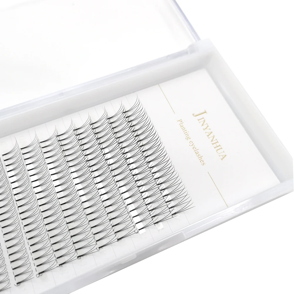 JINYANHUA 3D 소프트 내추럴 밍크 속눈썹, 수제 프리메이드 볼륨 팬, 속눈썹 연장, 메이크업 팜므 인조 속눈썹, 3 줄, 12 줄