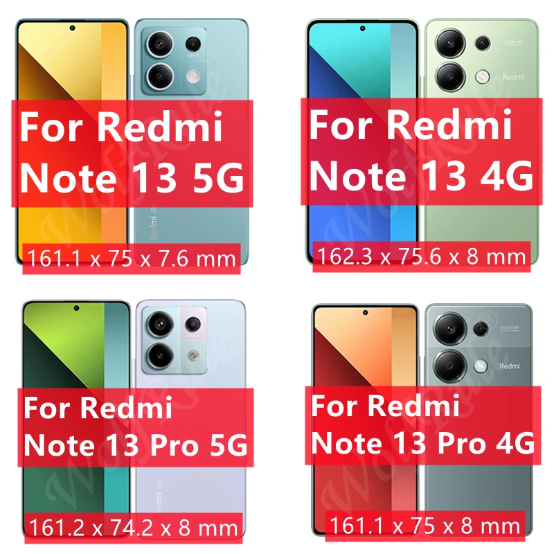 Redmi Note 13 Pro 4G 유리 용 6-in-1 Xiaomi Redmi Note 13 Pro 4G 유리 전체 9H 화면 보호기 Redmi Note 13 Pro 4G 렌즈 유리