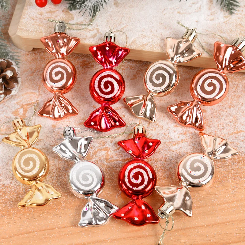 크리스마스 캔디 펜던트 크리스마스 트리 행잉 장식품, 가정 2023 크리스마스 장식, Navidad Noel 새해 어린이 선물, 상자당 6 개
