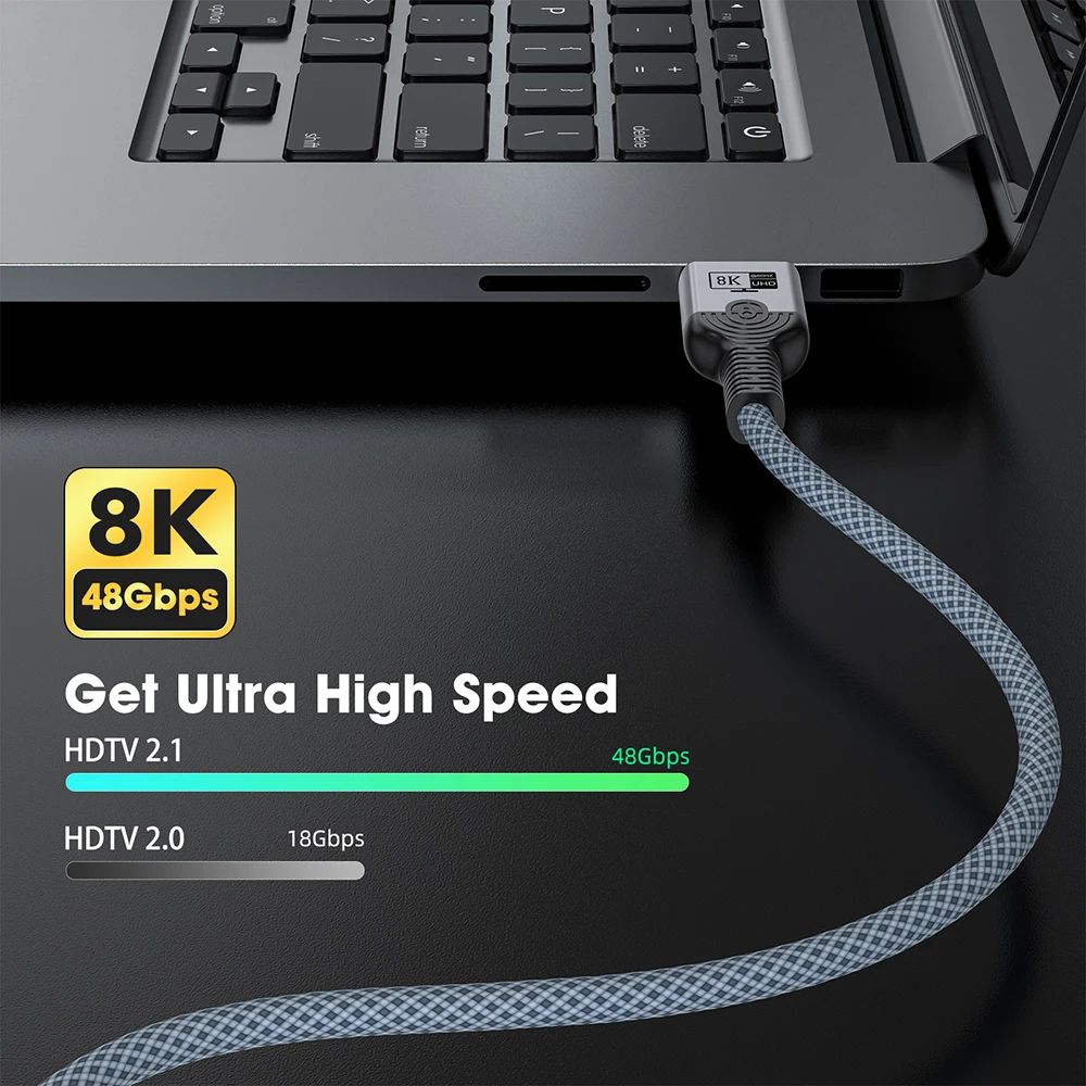 HDTV용 초고화질 비디오 케이블, 8K HDMI 호환 2.1 케이블, 고속 48Gbps 동적 HDR, 8K, 60Hz, 4K, 120Hz UHD, 3m, 5m