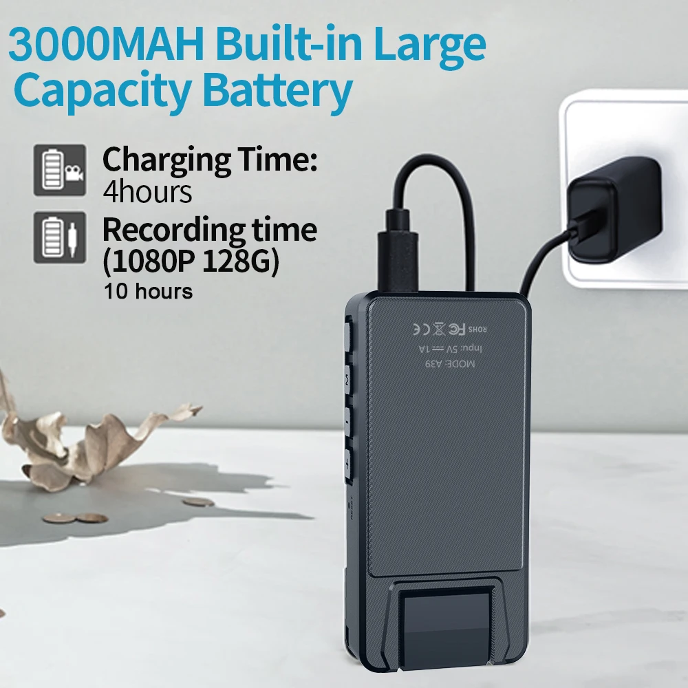 Vandlion A39 풀 1080P HD 미니 카메라 3000mAh 캠코더 바디 마운트 캠 소형 180 °   회전 자전거 카메라 스포츠 DV 자동차 DVR 웹캠