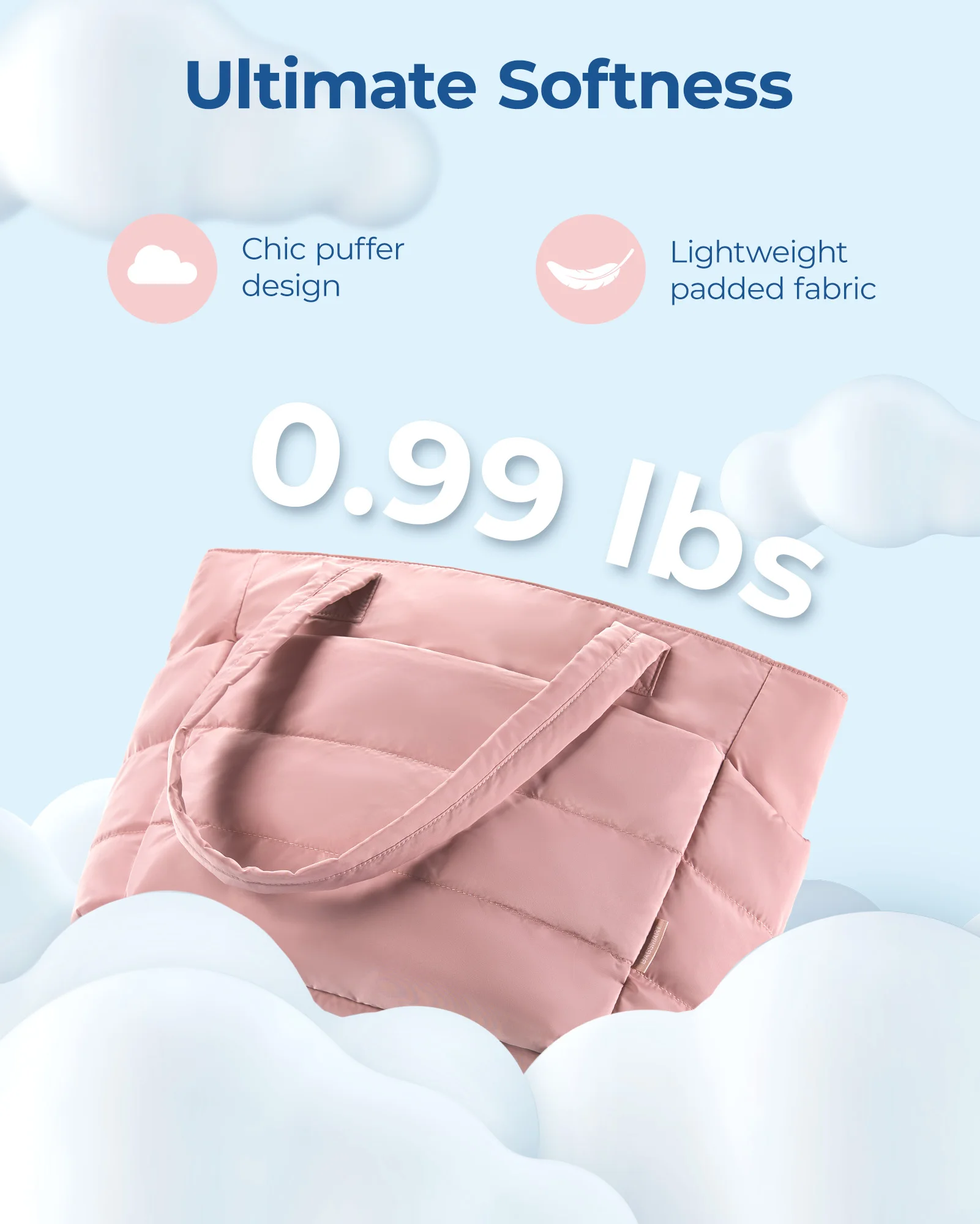 BAGSMART 여성용 토트백, 대용량 가방, 퍼퍼 패딩 핸드백, 대학생 휴대용 통근 레저 여행 파우치