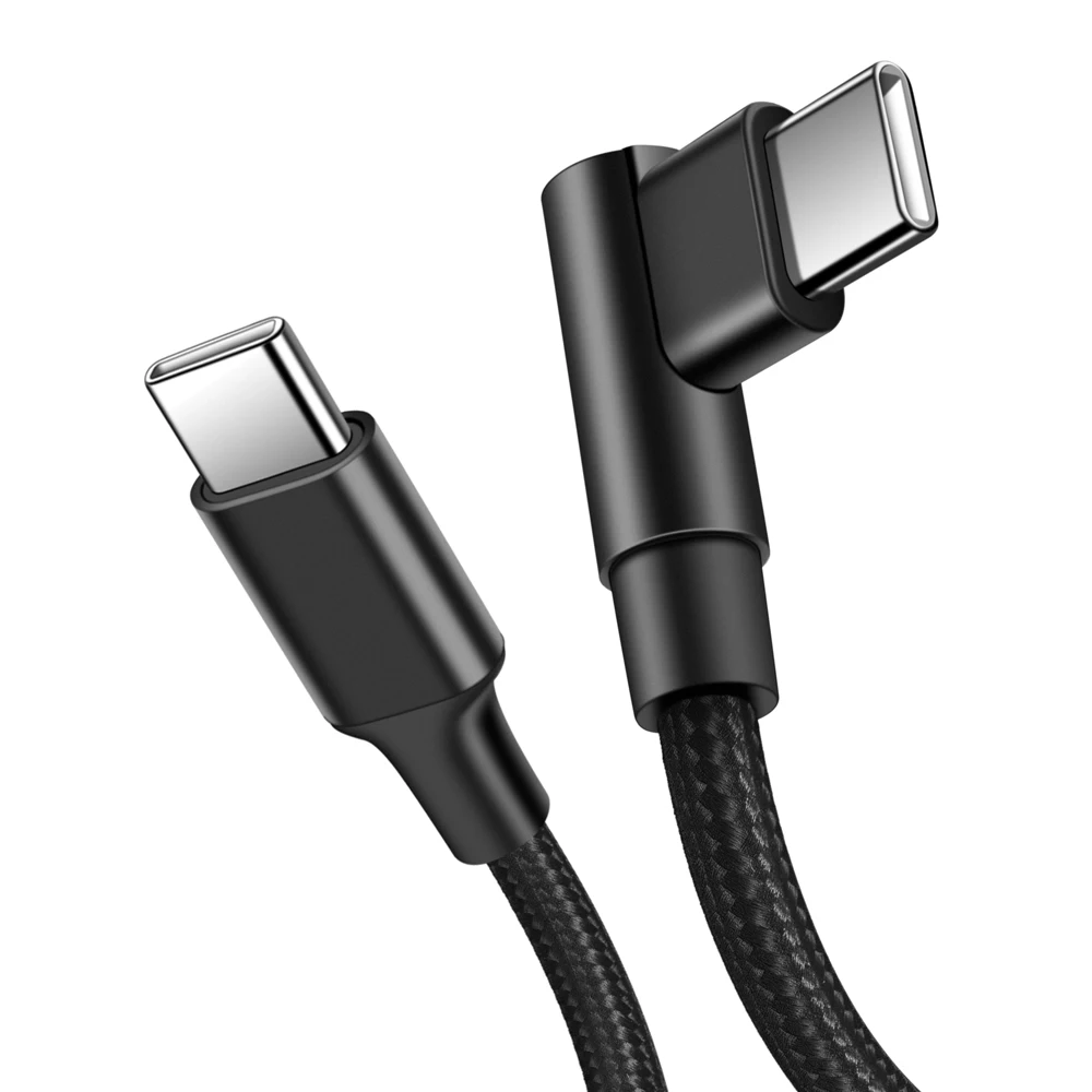 브레이드 0.25/0.5/1/2/3 m 3A 빠른 충전기 90도 USB 유형 C-USB C 코드 PD 케이블 iPhone 15 16 Samsung Xiaomi Macbook