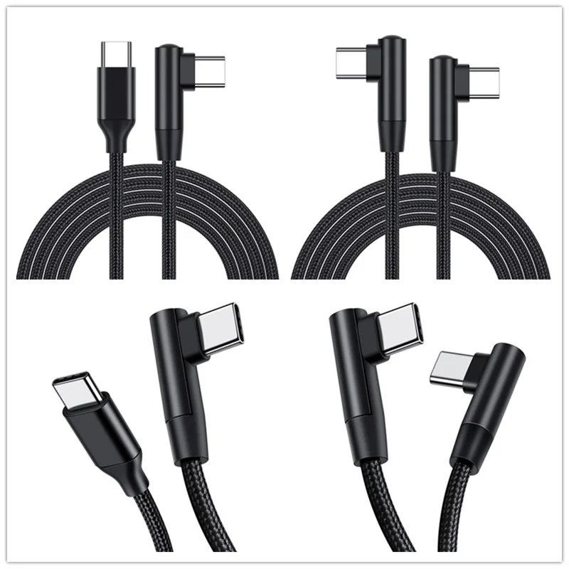 브레이드 0.25/0.5/1/2/3 m 3A 빠른 충전기 90도 USB 유형 C-USB C 코드 PD 케이블 iPhone 15 16 Samsung Xiaomi Macbook