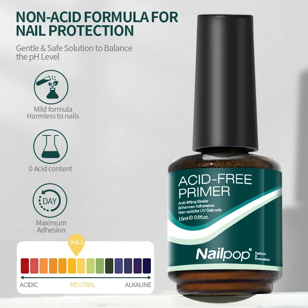 Nailpop 네일 탈수기 및 프라이머 무산 천연 네일 준비, 아크릴 및 UV 젤 네일 광택제, 빠른 건조, 우수한 본딩 세트