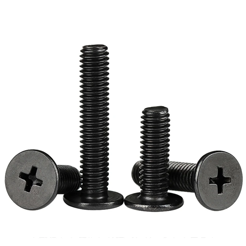노트북용 블랙 304 스테인레스 스틸 크로스 필립스 초박형 플랫 웨이퍼 헤드 나사, CM M1.6 M2 M2.5 M3 M4 M5 M6, 10 개, 20 개, 50 개