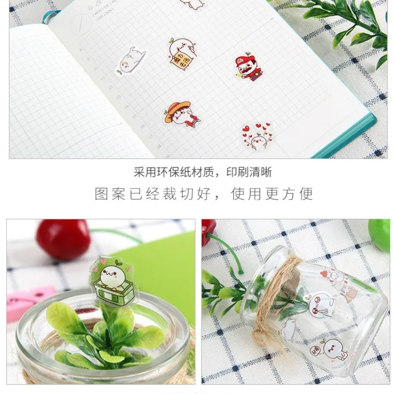 한국 방수 만화 귀여운 투명 DIY 장식 스티커, 핸드 계정 스티커, 귀여운 플라스틱 컵 스티커, 로트당 6 개