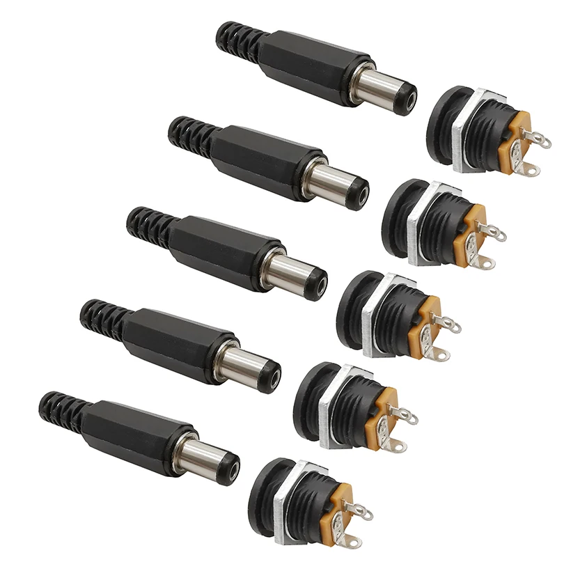 10Pcs (5Pair) 12V 3A 5.5x2.1mm DC 전원 수 플러그 커넥터 DC 전원 소켓 암 잭 나사 너트 패널 마운트 어댑터 5.5*2.1mm title=10Pcs (5Pair) 12V 3A 5.5x2.1mm DC 전원 수 플러그 커넥터 DC 전원 소켓 암 잭 나사 너트 패널 마운트 어댑터 5.5*2.1mm 