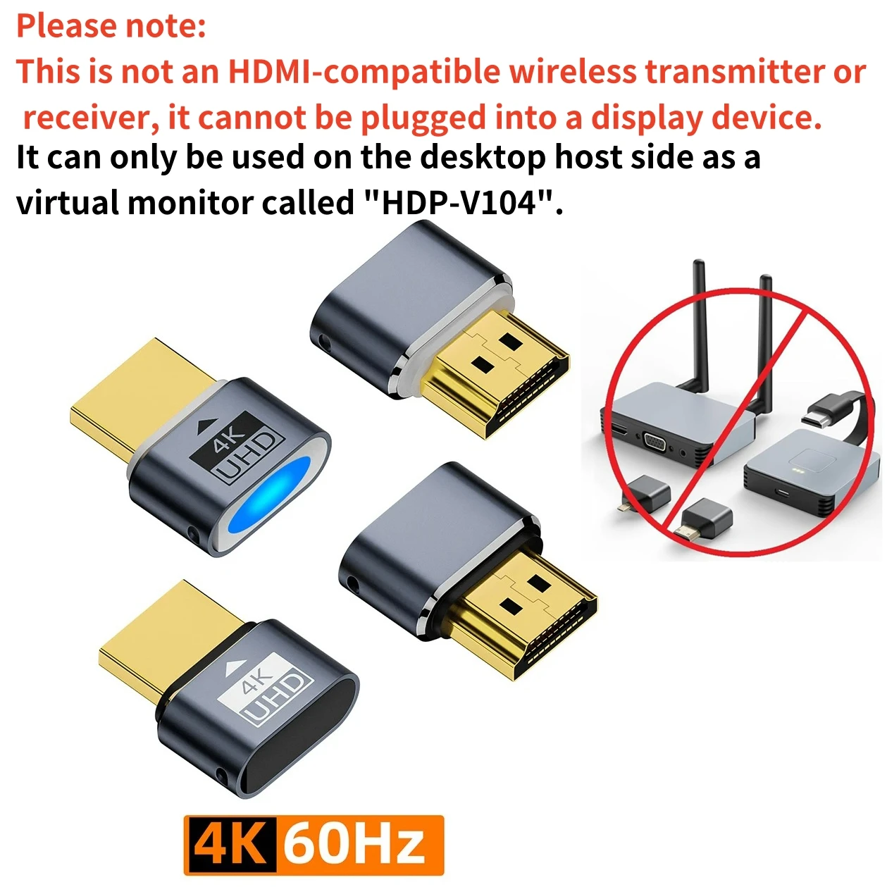 HDMI 호환 더미 플러그 4K HDR 가상 모니터 EDID 에뮬레이터 헤드리스 고스트 디스플레이 어댑터는 최대 4k@60Hz 1080@120Hz를 지원합니다.