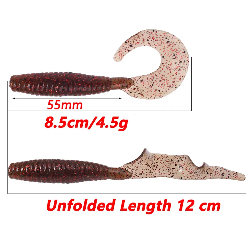 5 Pcs 4.5g 소금 비린내 냄새 ​   실리콘 벌레 부드러운 미끼 8.5cm 긴 꼬리 지그 Wobblers 배스 송어 인공 미끼에 대한 낚시 미끼