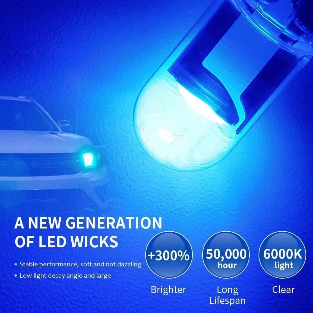 자동차 LED T10 W5W Canbus 유리 COB 6000k 독서 돔 램프 마커 웨지 번호판 전구 168 194 192 DC 12V 흰색 파란색 빨간색