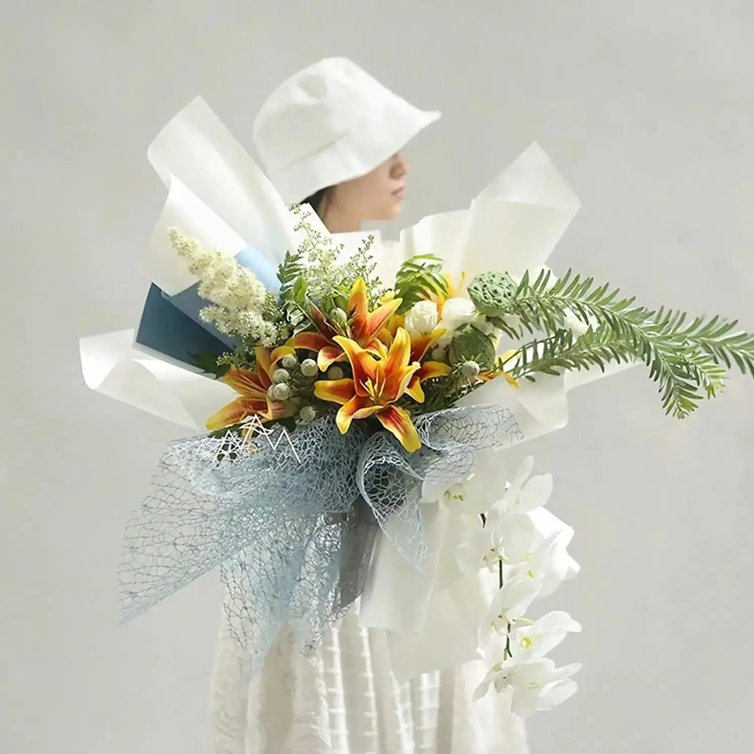 꽃 포장 메쉬 종이 불규칙한 중공 그물 포장지 꽃 꽃다발 종이 신선한 꽃 포장 시트 꽃집 포장 용품