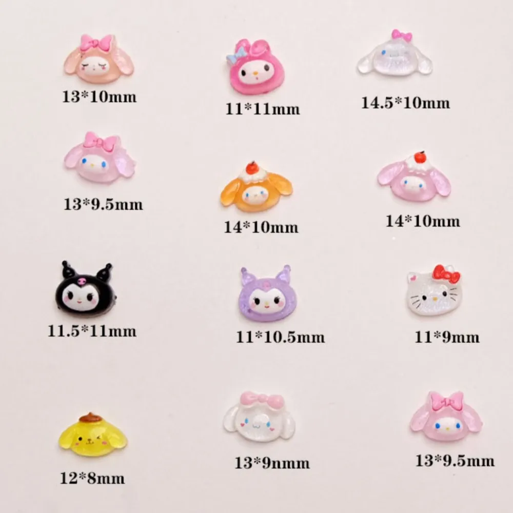 50Pcs Sanrio 귀여운 만화 네일 매력-Kuromi, Melody, Cinnamoroll & Pochacco DIY 매니큐어 전화 케이스 용 3D 수지 장식