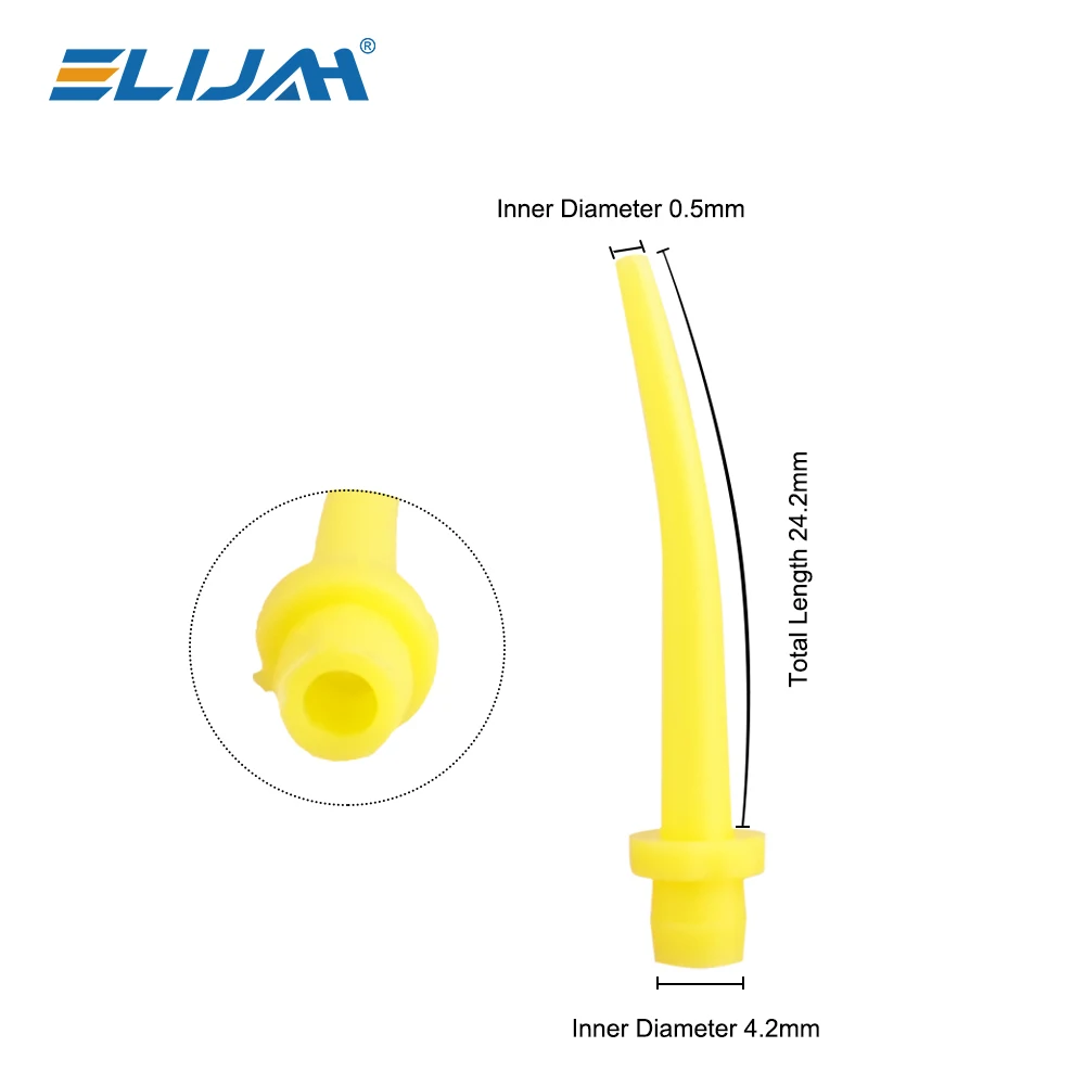 ELIJAH 50Pc 치과 실리콘 고무 운반 혼합 헤드 일회용 인상 재료 혼합 튜브 치과 재료