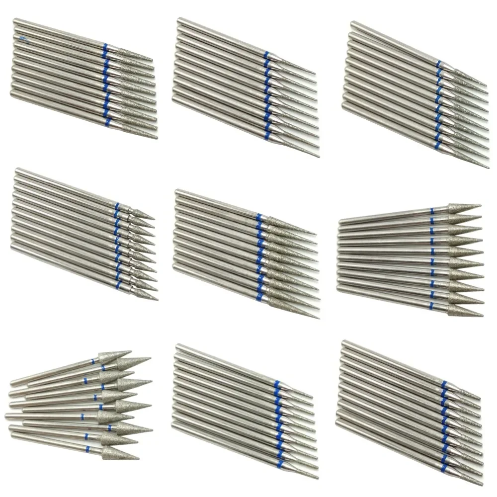 10pcsSet 다이아몬드 네일 드릴 비트 페디큐어 매니큐어 파일 용 Rotery 전기 밀링 커터 큐티클 버 네일 도구 액세서리