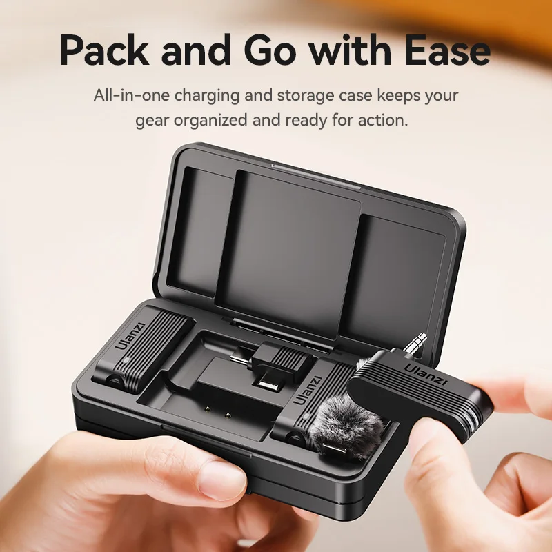 Ulanzi A100 무선 마이크 Lavalier MIC for iPhone 16 15 Pro(Max) 카메라 사운드 녹음 실시간 모니터링 J12 업그레이드