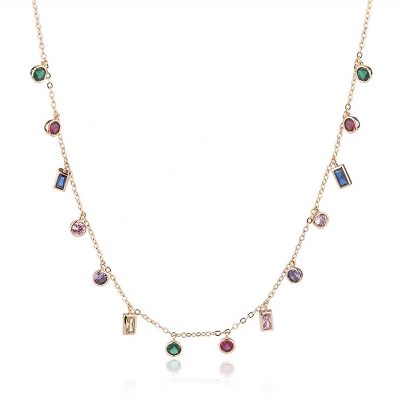 라이트 럭셔리 스테인레스 스틸 다채로운 지르콘 도파민 짧은 칼라 체인 2025 여성 목걸이 액세서리에 대한 무색 보석