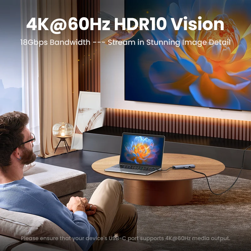 UGREEN USB C 허브 HDMI 어댑터, USB C에서 USB3.0, PD100W, SD 및 TF, 맥북 프로 에어 노트북용, C타입 3.1 스플리터 도킹 스테이션, 4K60Hz