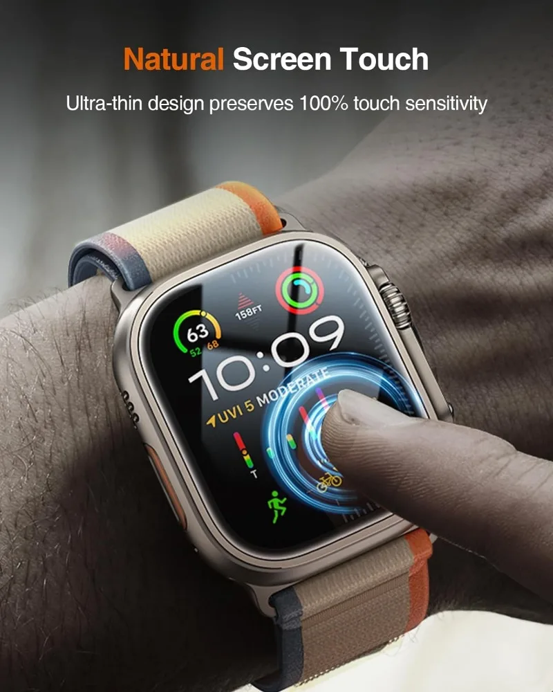 Apple Watch Ultra 2 49mm 액세서리 용 5Pcs HD 강화 유리 iWatch Ultra 49mm 용 스크래치 방지 방수 화면 보호기