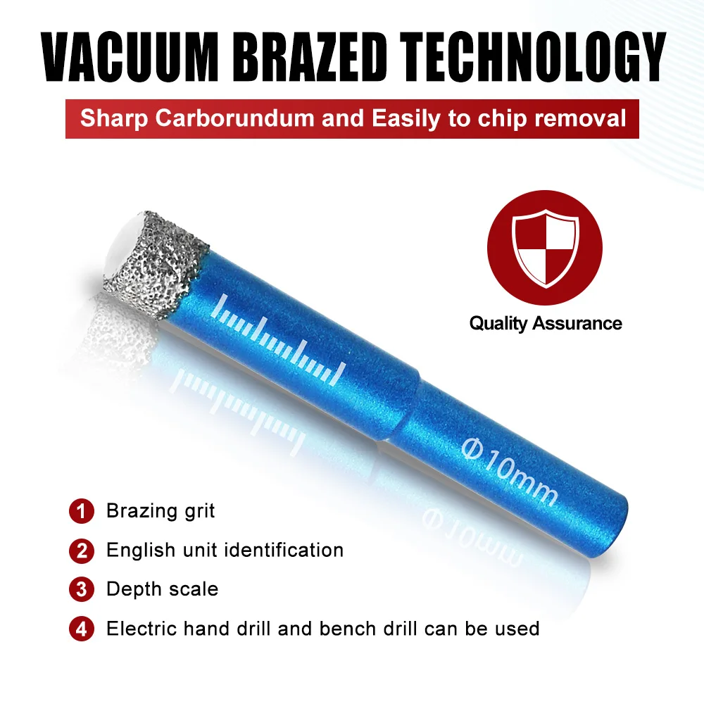 다이아몬드 Brazed 건식 드릴링 비트 도자기 컵 톱 세라믹 대리석 화강암 타일 구멍 오프너 구멍 톱 커터 1Pc 5-16mm 라운드 생크