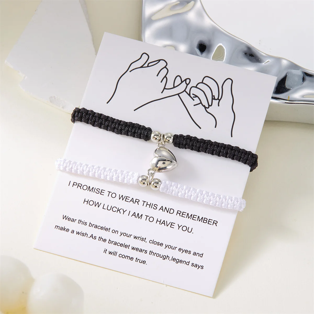 2 개/대 로맨틱 하트 자기 유치 여성을위한 커플 팔찌 남성 패션 꼰 로프 일치하는 팔찌 우정 쥬얼리