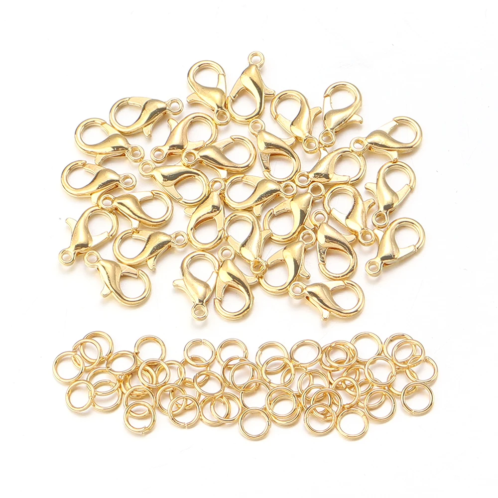 50 개/몫 점프 링이있는 금속 랍스터 걸쇠 후크 목걸이 결과 용 엔드 걸쇠 커넥터 Diy 쥬얼리 액세서리 만들기