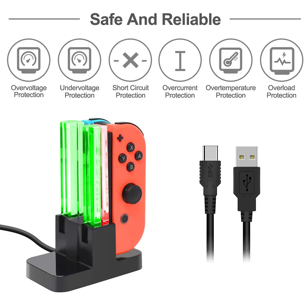Nintend Switch 4 컨트롤러 충전기 LED 표시기 Nitendo Switch 용 충전 도킹 스테이션 Nintendoswitch NS Joy-con 액세서리