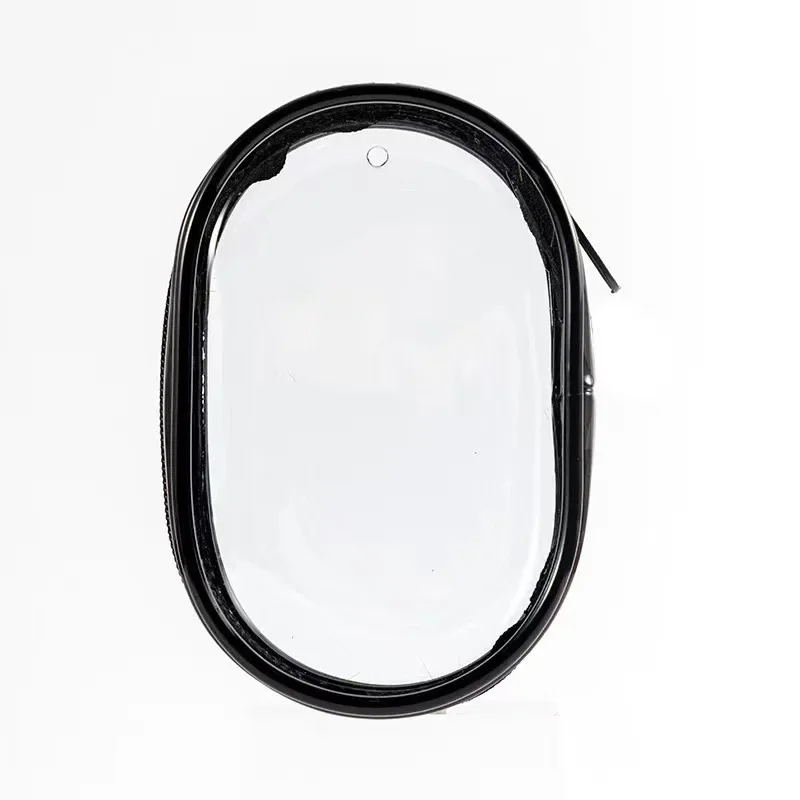 블랙 PVC 라운드 투명 화장품 가방 쥬얼리 보관 가방 휴대용 데이터 케이블 이어폰 동전 충전기 보관 가방 브랜드 뉴