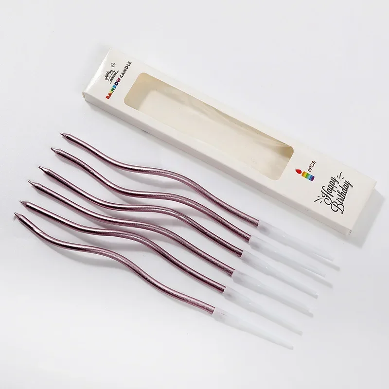 커브드 케이크 촛불 생일 베이비 샤워 컵케이크 장식, 웨딩 파티 장식 용품, 방 장식, 6 개