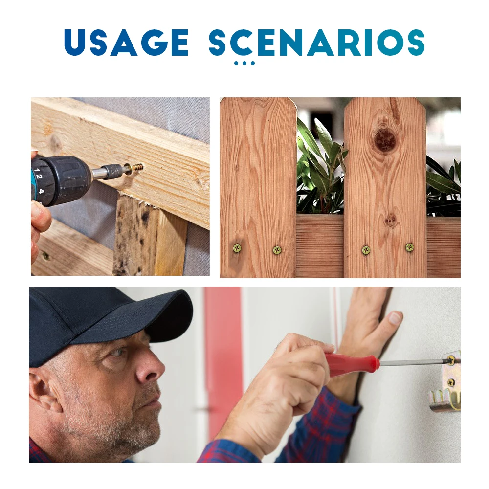 크로스 플랫 헤드 나무 나사 M3.5 M4 M5 건설 나사 노란색 아연 도금 셀프 태핑 나무 나사 캐비닛 섬유판