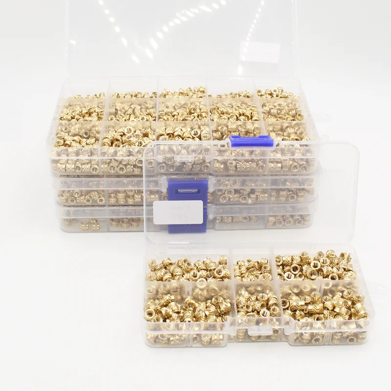 M2 M3 M4 M5 M6 M8 황동 열 삽입 너트 모음 세트 핫멜트 널링 스레드 삽입 내장 구리 너트 3d 인쇄 Nutinsert