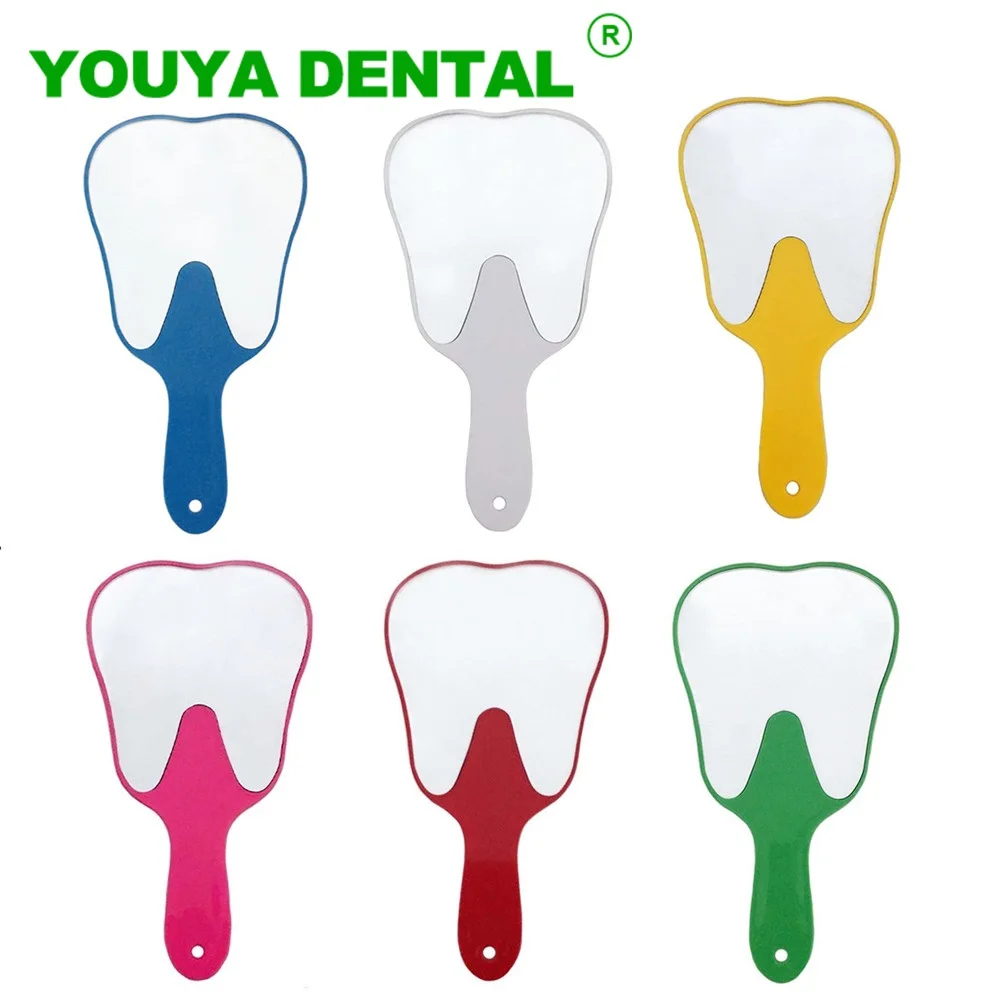 1PC 치과 입 거울 치아 모양의 거울 휴대용 깨지지 않는 플라스틱 메이크업 거울 치과 액세서리 치과 의사 선물