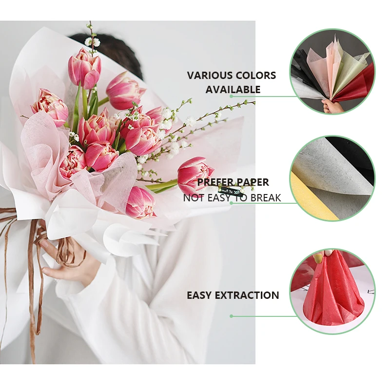 꽃꽂이 포장지, 면화 꽃 포장 안감, 부직포 꽃 포장지, 플로리스트 용품, 40 개