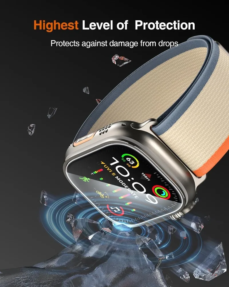 Apple Watch Ultra 2 49mm 액세서리 용 5Pcs HD 강화 유리 iWatch Ultra 49mm 용 스크래치 방지 방수 화면 보호기