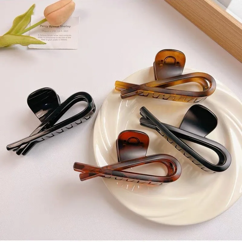 간단한 대형 크랩 헤어 클로 클립 여자 여자 매트 거북이 활 포니 테일 헤어 클램프 바레트 헤어핀 헤어 액세서리