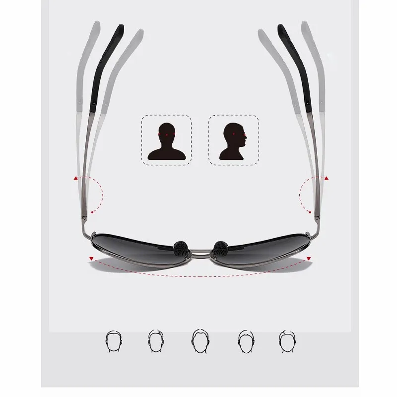 항공 Metail 프레임 편광 선글라스 남자 색상 변경 태양 안경 파일럿 남성 주야간 운전