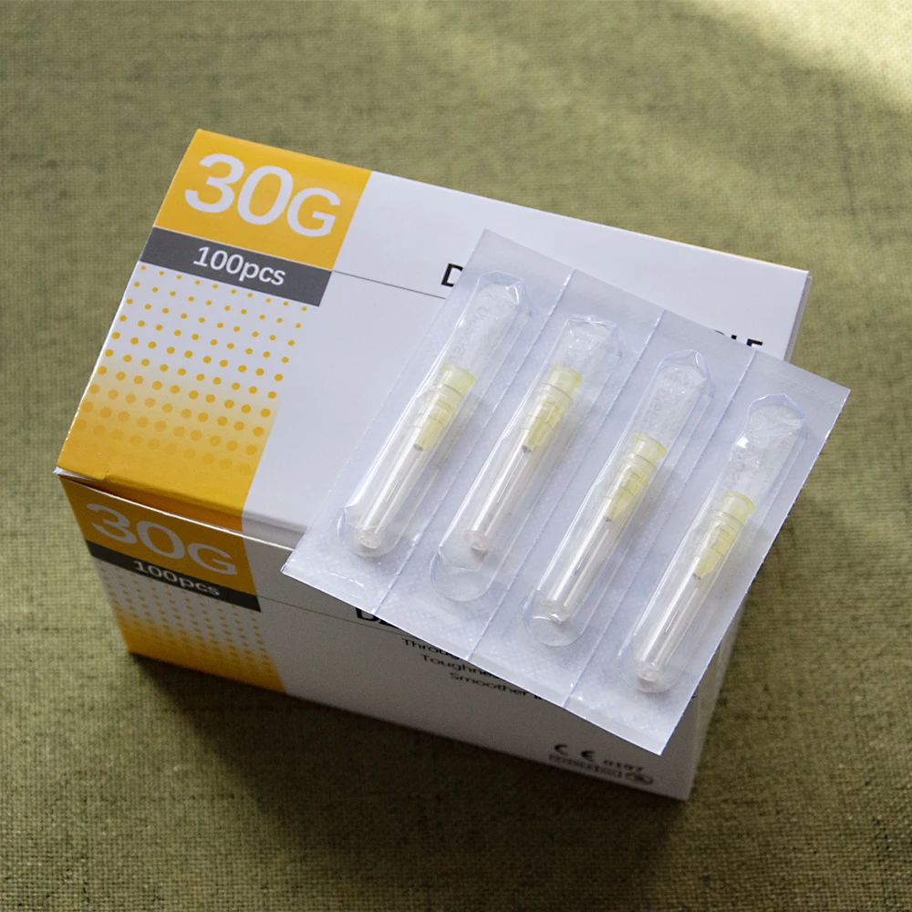 100Pcs 25G 27G 29G 34G 33G 32G 31G 30G 무통 소형 초극세 미용 바늘 일회용 주입 피어싱 바늘 1.5/4/6/13mm