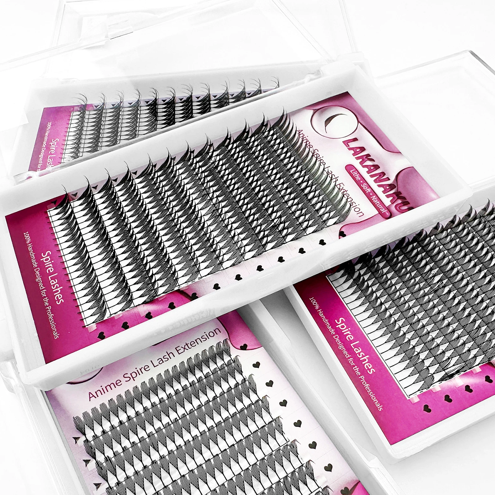 LAKANAKU Spire Lashes 깃털 개별 속눈썹 연장 B/C/CC/D 캐시미어 볼륨 미리 제작된 스파이크 속눈썹