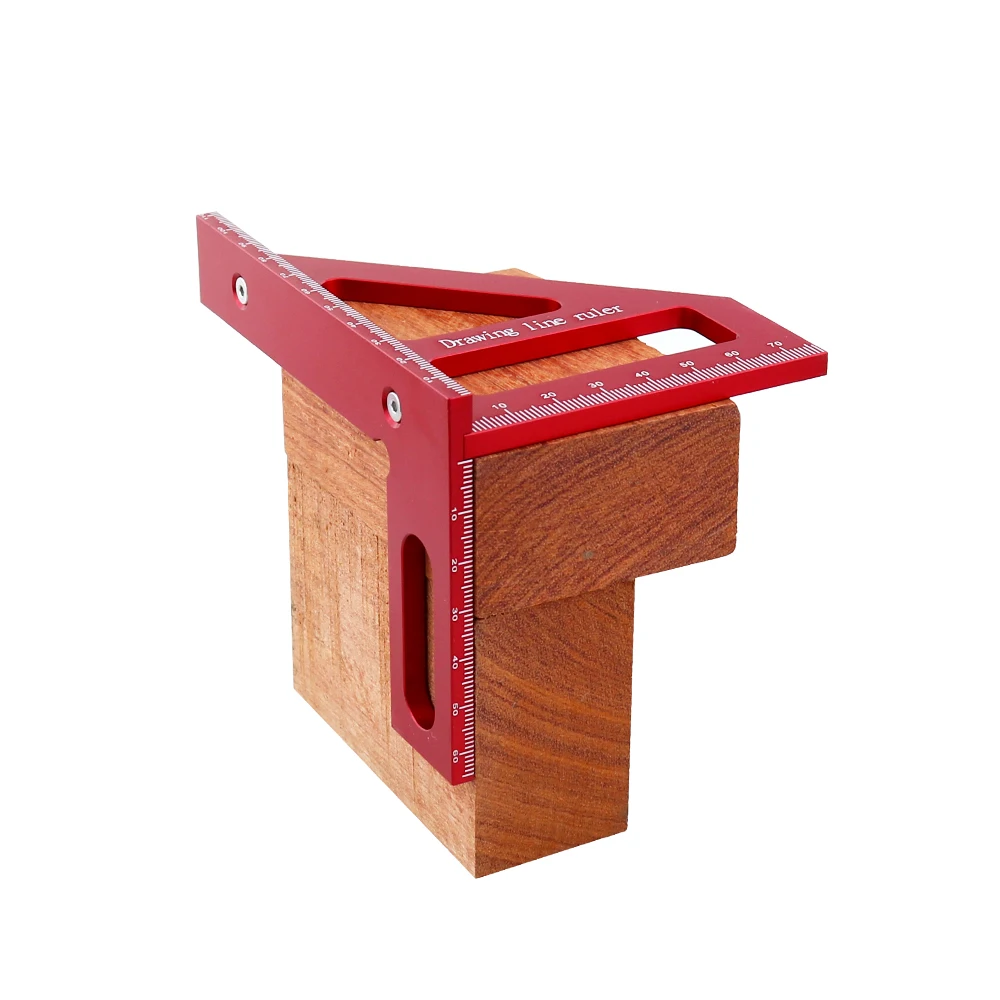 정밀 알루미늄 합금 마이터 삼각형 눈금자 45 ° /90 °   목공 사각 각도기 3D 다기능 측정 도구