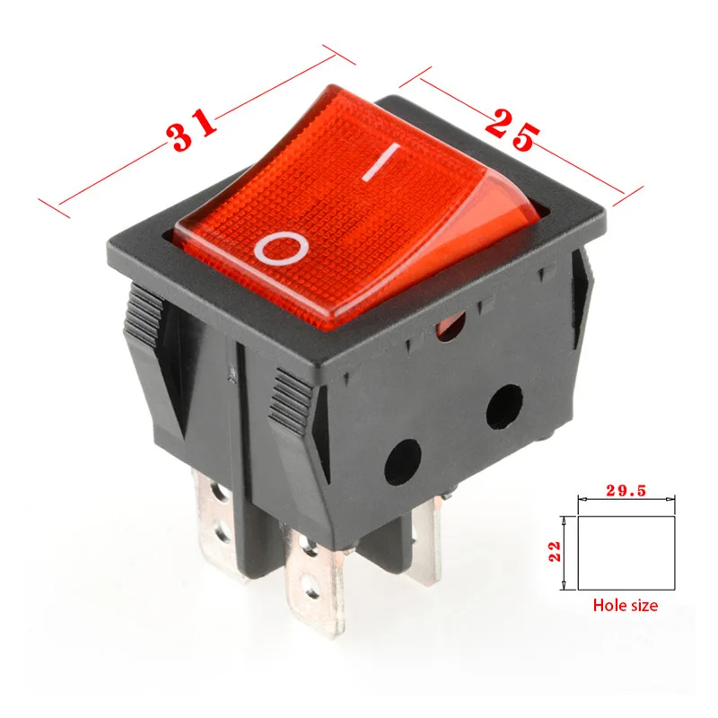 KCD4 로커 스위치 On Off 6 핀 Led 4 16A 250V 220V T85 20A 소형 6Pin 4Pin 빛 2 위치 220 230V 램프 10A 로켓