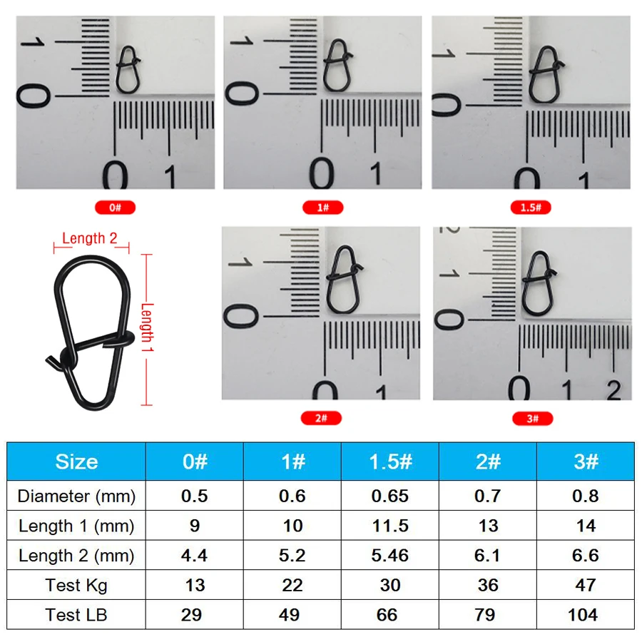 50Pcs 크랭크베이트 스냅 스테인레스 스틸 듀오 잠금 루어 스냅 빠른 변경 낚시 클립 빠른 속도 클립 스냅 후크 커넥터